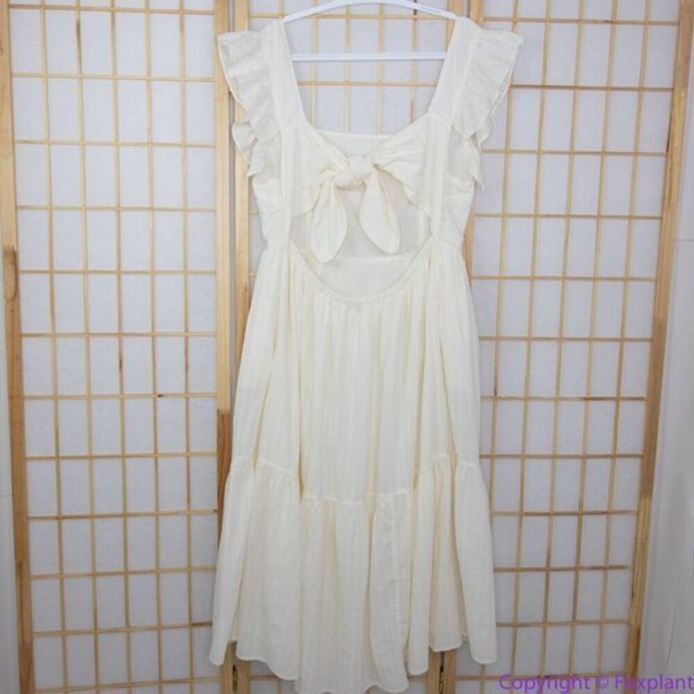 NEW Madewell Ruffle-Strap Tiered‎ Midi Dress in Textural Stripe, XL - Picture 7 of 16